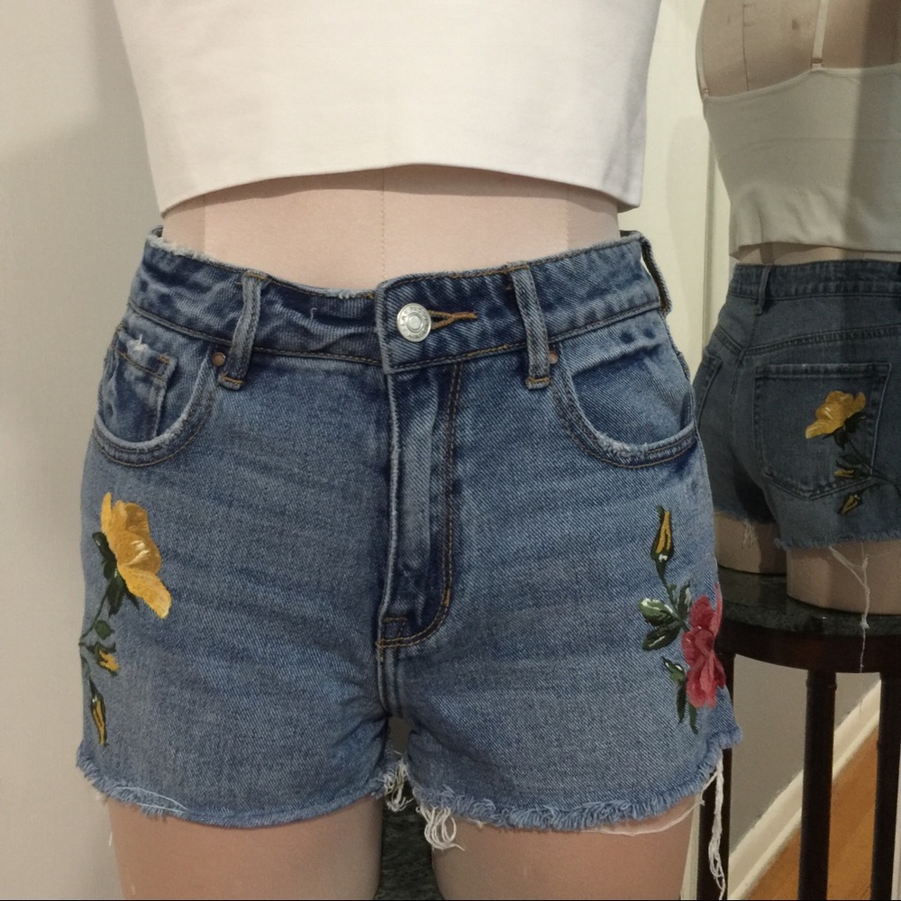 Pacsun  Denim Floral Distressed Hem High Rise - 25